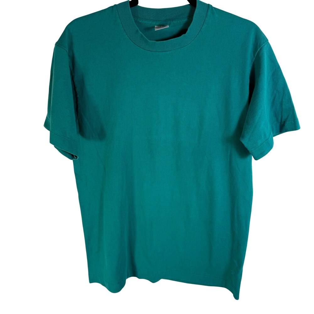 Vintage Fruit of the Loom Casualwear Teal Green Single Stitch Cotton T-Shirt M